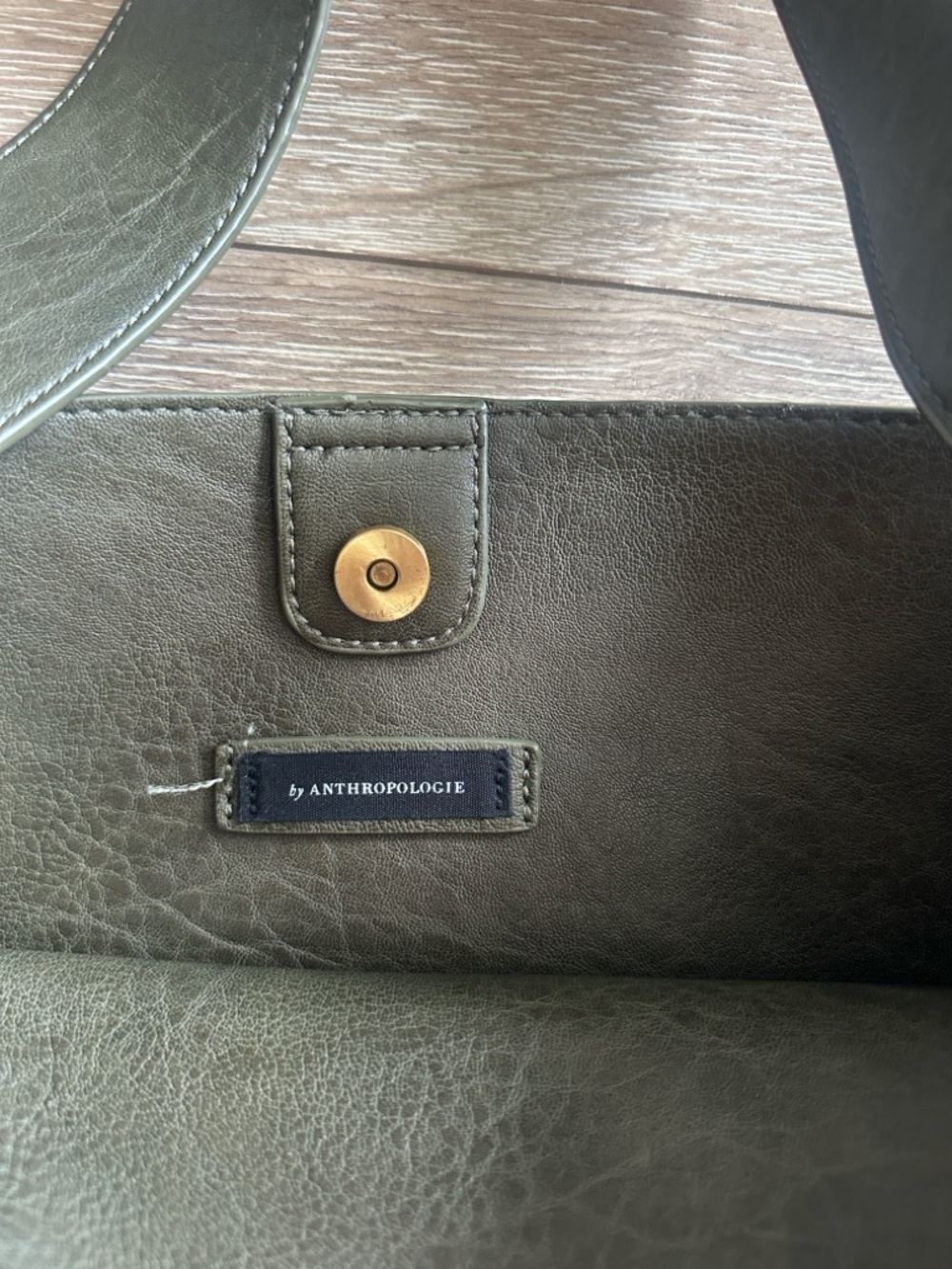 Anthropologie Olive Green Leather Shoulder Bag - Picture 2 of 3
